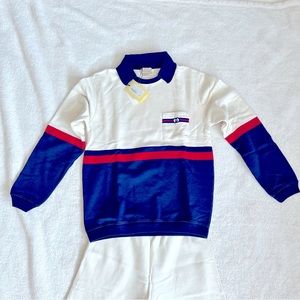 NWT Authentic Gucci Cotton Color Block Sweatshirt White Blue 12